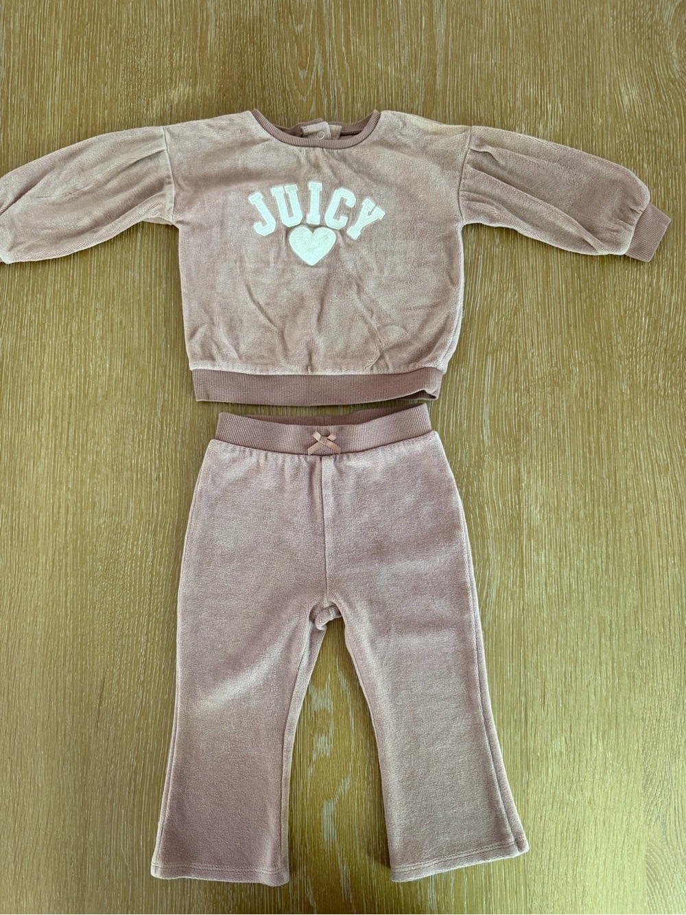 Juicy Couture Kids Light Dusty Pink Velour Set - Logo Tag